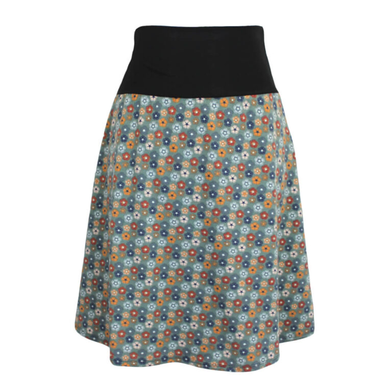 falda midi kaki flores